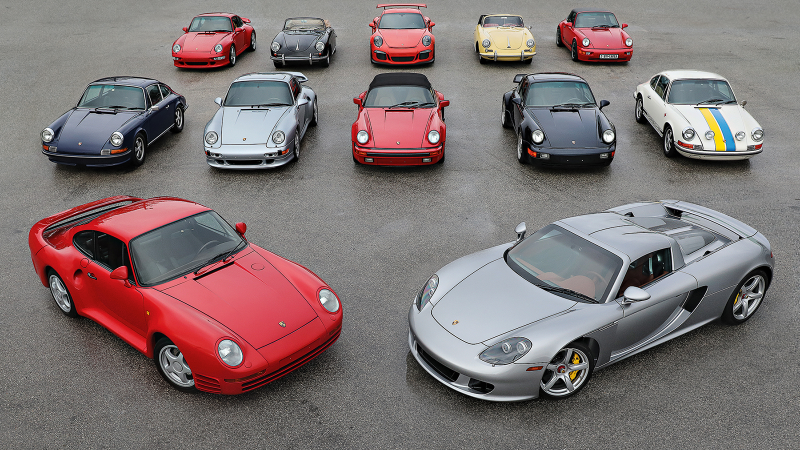 An amazing collection of 12 Porsche supercars