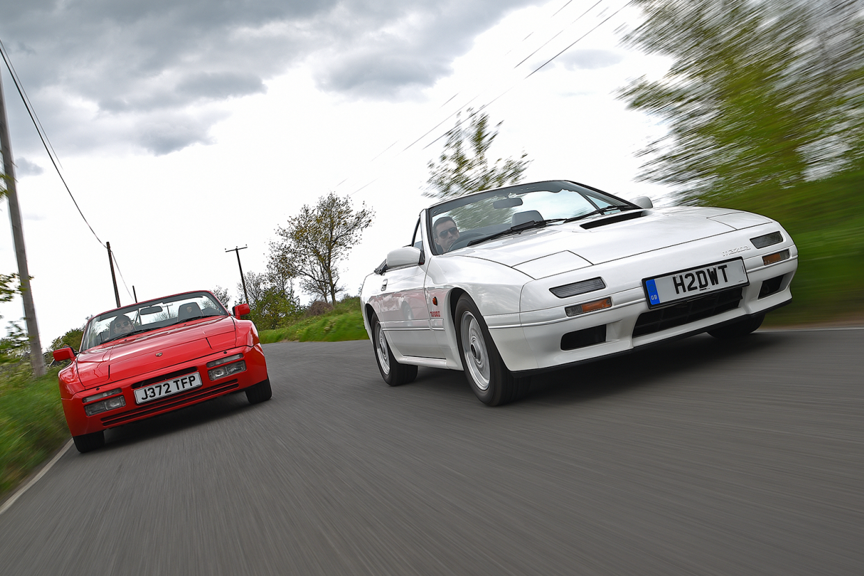 Mazda FC RX7 Cabriolet vs Porsche 944 S2 Cabriolet bluesky thinking